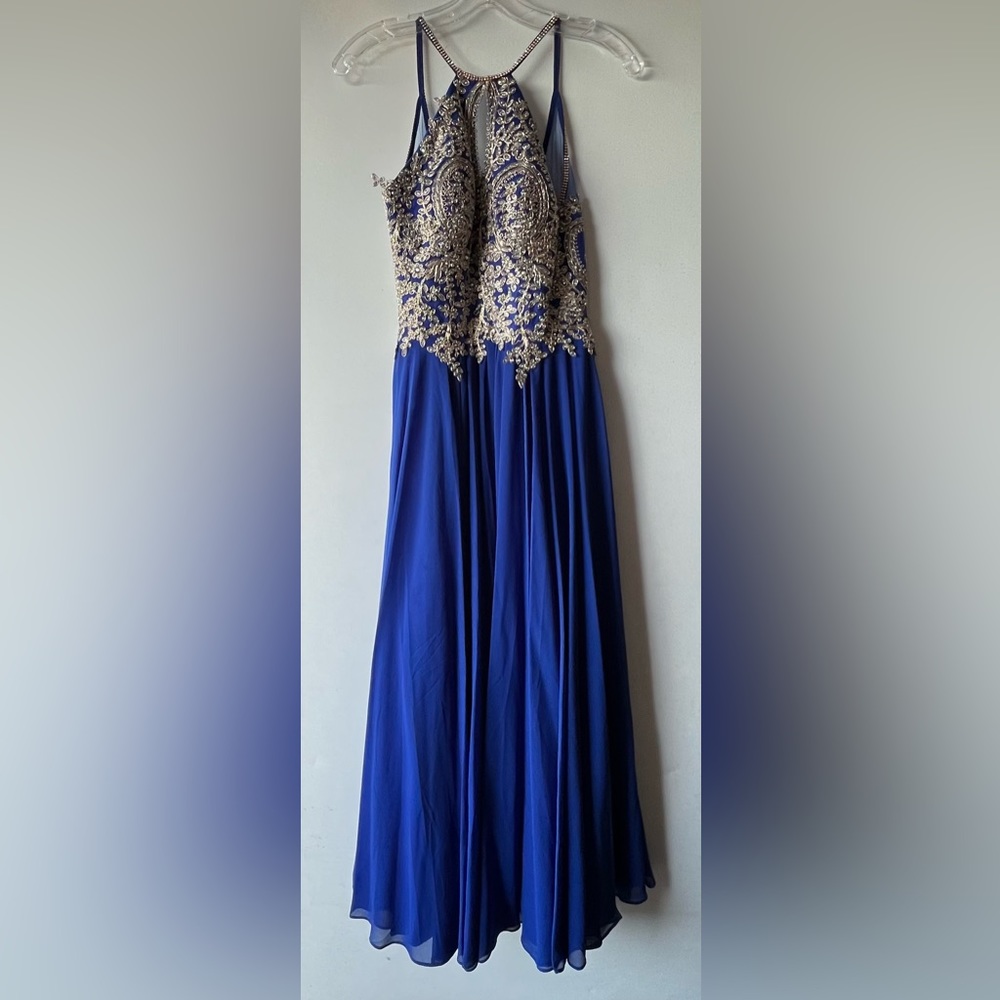 blue and gold prom/homecoming dress